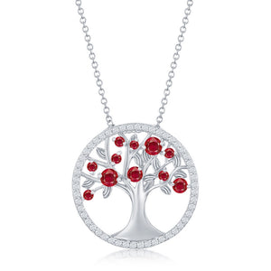 Sterling Silver Birthstone Tree of Life Pendant with Chain