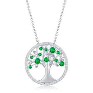 Sterling Silver Birthstone Tree of Life Pendant with Chain