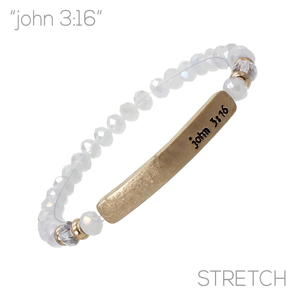 "John 3:16" Glass Bead Stretch Bracelet